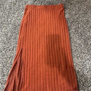 SHEIN Orange Ribbed Maxi Pencil Skirt